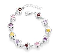 JIJIBA 925 Bracelets en Argent Sterling chaîne Belle Couleurs Cristal Goutte de Pierre Bijoux Mode pour Femme Femme Mariage Dame Mignon