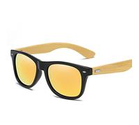 JIJIBA Bois Bambou Lunettes de Soleil Hommes Femmes Classique Vintage Conduite Lunettes de Soleil Lunettes de Vue Noir