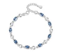JIJIBA Bracelets Bleu Femme 925 Argent Sterling Bleu Profond Saphir Couleur Gemstone Bracelet pour Student Girl Cadeau d’Anniversaire
