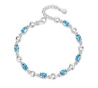 JIJIBA Bracelets Bleu Femme 925 Argent Sterling Bleu Profond Saphir Couleur Gemstone Bracelet pour Student Girl Cadeau d’anniversaire
