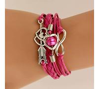 JIJIBA Bracelets en Cuir pour Femmes Envelopper Infini Amour cœur amitié Cuir Antique breloque Bracelet