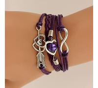 JIJIBA Bracelets en Cuir pour Femmes Envelopper Infini Amour cœur amitié Cuir Antique breloque Bracelet