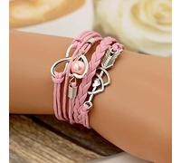 JIJIBA Bracelets en Cuir pour Femmes Envelopper Infini Amour cœur amitié Cuir Antique breloque Bracelet