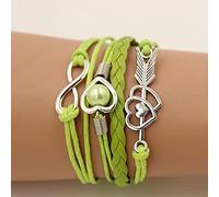 JIJIBA Bracelets en Cuir pour Femmes Envelopper Infini Amour cœur amitié Cuir Antique breloque Bracelet