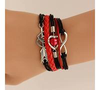 JIJIBA Bracelets en Cuir pour Femmes Envelopper Infini Amour cœur amitié Cuir Antique breloque Bracelet