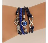JIJIBA Bracelets en Cuir pour Femmes Envelopper Infini Amour cœur amitié Cuir Antique breloque Bracelet