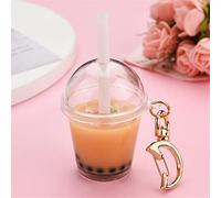 JIJIBA Kawaii Mini Porte-clés Creative Simulation Lait Bouteille Thé Pendentif avec Porte-clés pour Filles Sac à Main de Voiture Décoration Cadeaux