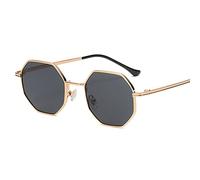 JIJIBA Lunettes de Soleil Hommes Vintage Octogone Métal Lunettes de Soleil pour Femmes Lunettes de Soleil de Marque de Luxe Dames