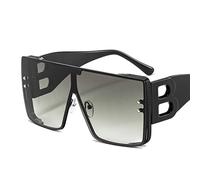 JIJIBA Mode Large Frame B Lettres Lunettes de soleil Femmes Marque Rétro Square Métal Lunettes de soleil Hommes Mode Dégradé Nuances Dame