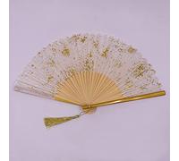 JIJIBA Style Chinois Or Saupoudrer Ventilateur Pliable Bambou Danse Mariage Cadeau Décoration Maison Étincelante Main Fan avec Glands