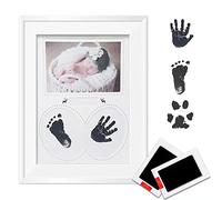 JIJICZ Cadre Photo Empreinte Bébé Pieds Et Mains Bebe Encre Sans Clean Touch Tampon Empreinte Kit Pour Nouveau-né Bebe Garçon Fille Souvenirs Griffes Patte Chien Blanc