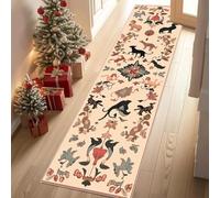 Jijliczc Aménagement Animaux Ruraux Tapis Couloir Long 80x230cm Fleurs Traditionnelles Nationales Tapis de Couloir Poil Ras Lavable en Machine Carpet pour Cuisine, Salon, Passage, Entree à Coucher