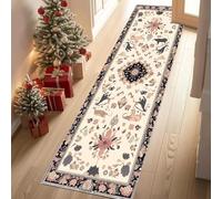 Jijliczc Aménagement Animaux Ruraux Tapis Couloir Long 80x250cm Fleurs Traditionnelles Nationales Tapis de Couloir Poil Ras Lavable en Machine Carpet pour Cuisine, Salon, Passage, Entree à Coucher