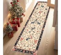 Jijliczc Aménagement Animaux Ruraux Tapis Couloir Long 80x270cm Fleurs Traditionnelles Nationales Tapis de Couloir Poil Ras Lavable en Machine Carpet pour Cuisine, Salon, Passage, Entree à Coucher