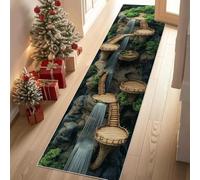 Jijliczc Aménagement Paysager Naturel Tapis de Couloir Extra Long, Planche Piège Jungle 3D Tapis de Passage Antidérapant Lavable, Carpet pour Couloir, Entrée, Buanderie, Chambre à Coucher, 90x300 cm