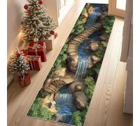 Jijliczc Aménagement Paysager Naturel Tapis de Couloir Extra Long, Planche Piège Jungle 3D Tapis de Passage Antidérapant Lavable, Carpet pour Couloir, Entrée, Buanderie, Chambre à Coucher, 90x300 cm