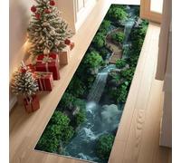 Jijliczc Aménagement Paysager Naturel Tapis de Couloir Extra Long, Pont Piège Jungle 3D Tapis de Passage Antidérapant Lavable, Carpet pour Couloir, Entrée, Buanderie, Chambre à Coucher, 90x270 cm