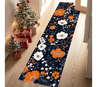 Jijliczc Composition Florale Dessin Animé Tapis Couloir Long 80x300cm Motifs Floraux Imprimés Végétaux Tapis de Couloir Poil Ras Lavable en Machine Carpet pour Cuisine, Salon, Entree à Coucher