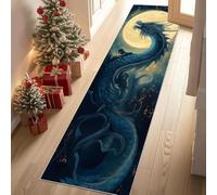 Jijliczc Dragon Chinois Tapis de Couloir 60x240 cm Animal Rêve Lune Tapis Cuisine Antidérapant Lavable, Carpet Interieur pour Salon Chambre à Coucher Descente de lit