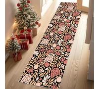 Jijliczc Fleur Plante Tapis de Couloir Extra Long, Impressions Botaniques Florales Tapis de Passage Antidérapant Lavable, Carpet pour Couloir, Entrée, Buanderie, Chambre à Coucher, 90x300 cm
