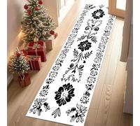 Jijliczc Fleur Rétro Tapis Couloir Long 80x250cm Imprimés Botaniques Ruraux Tapis de Couloir Poil Ras Lavable en Machine Carpet pour Cuisine, Salon, Passage, Entree, Chambre à Coucher