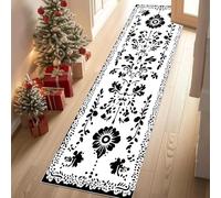 Jijliczc Fleur Rétro Tapis Couloir Long 80x250cm Imprimés Botaniques Ruraux Tapis de Couloir Poil Ras Lavable en Machine Carpet pour Cuisine, Salon, Passage, Entree, Chambre à Coucher