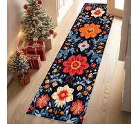 Jijliczc Fleurs Colorées Plante Tapis de Couloir Extra Long, Impressions Motifs Floraux Tapis de Passage Antidérapant Lavable, Carpet pour Couloir, Entrée, Buanderie, Chambre à Coucher, 90x300 cm