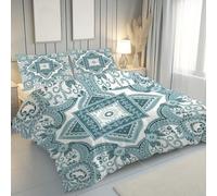 Jijliczc House de Couette 200x220cm Douce Tribu Nationalité Parure de Lit avec Fermeture Éclair Respirant Tribu Rétro Sud Ouest Housse Couette avec 2 Taies d'oreiller 65x65cm