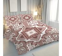 Jijliczc House de Couette 200x220cm Douce Tribu Nationalité Parure de Lit avec Fermeture Éclair Respirant Tribu Rétro Sud Ouest Housse Couette avec 2 Taies d'oreiller 65x65cm