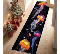 Jijliczc Méduse Colorée Tapis de Couloir Long Doux Antidérapant 60x150cm Créatures Marines Fantastiques Carpet Cuisine Lavable en Machine Tapis d'entrée Intérieur pour Couloir, Passage, Chambre