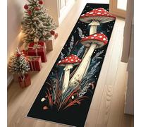 Jijliczc Mise Page Rétro Forme Champignon Tapis de Couloir Extra Long, Imprimés Botaniques Jungle Tropicale Tapis de Passage Antidérapant Lavable, Carpet pour Couloir Buanderie à Coucher, 90x200 cm