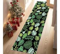 Jijliczc Monstera Feuille Tapis de Couloir Extra Long, Impressions Botaniques Tropicales Tapis de Passage Antidérapant Lavable, Carpet pour Couloir, Entrée, Buanderie, Chambre à Coucher, 90x200 cm