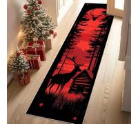 Jijliczc Orignal Faune Sauvage Tapis Couloir Long 80x270cm Animal Tree House Rouge Tapis de Couloir Poil Ras Lavable en Machine Carpet pour Cuisine, Salon, Passage, Entree, Chambre à Coucher