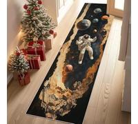 Jijliczc Planète Astronaute Tapis de Couloir Long Doux Antidérapant 60x150cm Impression 3D sur Fissure Murale Carpet Cuisine Lavable en Machine Tapis d'entrée Intérieur pour Couloir, Passage, Chambre