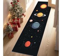 Jijliczc Planète Espace Dessin Animé Tapis de Couloir Long Doux Antidérapant 60x210cm Ciel Étoilé Soleil Carpet Cuisine Lavable en Machine Tapis d'entrée Intérieur pour Couloir, Passage, Chambre