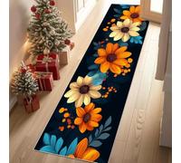 Jijliczc Plante Fleurs Couleur Tapis de Couloir Extra Long, Impressions Plantes Motifs Floraux Tapis de Passage Antidérapant Lavable, Carpet pour Couloir, Entrée, Buanderie à Coucher, 90x200 cm