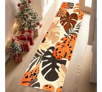 Jijliczc Plante Tropicale Monstera Tapis Couloir Long 80x250cm Impressions Botaniques Abstraites Tapis de Couloir Poil Ras Lavable en Machine Carpet pour Cuisine, Salon, Passage, Entree à Coucher