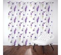 Jijliczc Rideau Opaque Doux Lot de 2 Composition Fleurs Lavande Rideaux Salon Isolants Thermiques avec Oeillets 280x260 Imprimés Végétaux Draperies Occultants Phonique pour Chambre