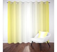 Jijliczc Rideau Opaque Jaune Moderne Et Blanc À Oeillets, Rideaux Occultant Anti Bruit Thermique Isolant Motif De Lignes Dégradées Rideau Adulte Chambre Salon Anti Froid Lot De 2 280L x 220H cm