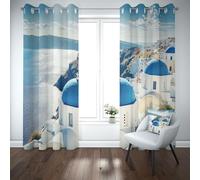 Jijliczc Rideaux Chambre Lot de 2 Architecture Urbaine Moderne Rideau Occultant Salon Maison Rétro Mer Curtains 280 x 160 cm Anti Bruit Thermiques Occultant Draperies Opaque À Oeillets