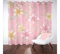 Jijliczc Rideaux Enfant Isolants Thermiques Composition Fleurs Lys Rideau Occultant Lot de 2 280x245cmMotifs Floraux Imprimés Végétaux Draperies Occultants Phonique à Oeillets pour Salon Chambre