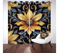 Jijliczc Rideaux Occultant Thermique Isolant 280x145 cm Fleurs Plante Feuille Rideaux Anti Froid Motifs Floraux Imprimés Végétaux Rideau Occultant Draperies Lot de 2 pour Chambre Salon Cuisine