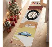 Jijliczc Voiture Avion Bonjour Tapis Couloir Long 80x270cm Motif Rond Voyage Tapis de Couloir Poil Ras Lavable en Machine Carpet pour Cuisine, Salon, Passage, Entree, Chambre à Coucher
