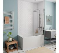 Jika (Groupe Roca) - 130x70 cm Ensemble baignoire Riga universelle + Pare baignoire pivotant chrome + pieds (3403-SETP)