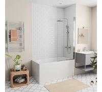 Jika (Groupe Roca) - 140x70 cm Ensemble baignoire Riga universelle + Pare baignoire pivotant chrome + pieds (A140-SETP)