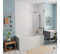 Jika (Groupe Roca) - 160x70 cm Ensemble baignoire Riga universelle + Pare baignoire pivotant chrome + pieds (3406-SETP)