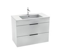 Jika (Groupe Roca) - Cube Meuble de salle de bain blanc 2 tiroirs 79x42.2x62.2cm + Lavabo en céramique blanche et trop plein (H4537621763001)