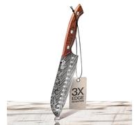 JIKKO® Bushido Edition - Couteau Santoku Japonais 18 cm | Acier Inoxydable AUS-8 à Haute Teneur en Carbone, Lame Alvéolée Ultra Tranchante 15°, Manche en Bois de Palissandre - Couteau de Chef Premium