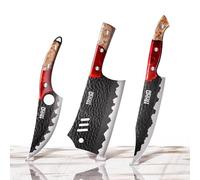 JIKKO® Phoenix Edition - Coffret de 3 Couteaux Japonais Forgés et Martelés à la Main | Acier Inoxydable (57 HRC) | Manche Bois d’Olivier & Résine | Édition Limitée Collector