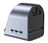 Jiklophg Adaptateur 10 en 1 USB C Hub Type C 3.0 vers 4K HD avec lecteur de cartes SD/TF RJ45 Charge rapide PD avec charge sans fil 15 W